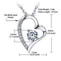 Emma Manor Heart Necklace 14K White Gold Plated Round Cut Cubic Zirconia Forever Lover Heart Pendant Necklace for Women Girls