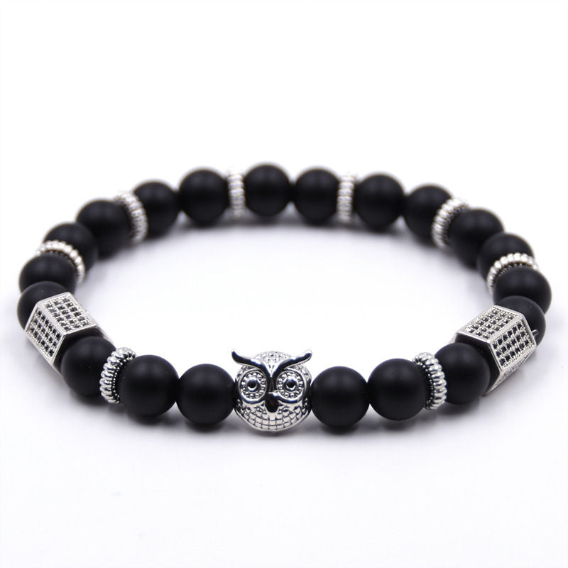 Owl gear piece natural stone bracelet